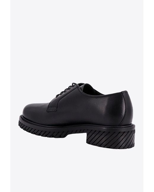 Off-White c/o Virgil Abloh Black Military Leather Derby Shoes for men