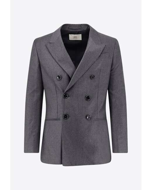 AMI Black Double-Breasted Buttoned Blazer for men