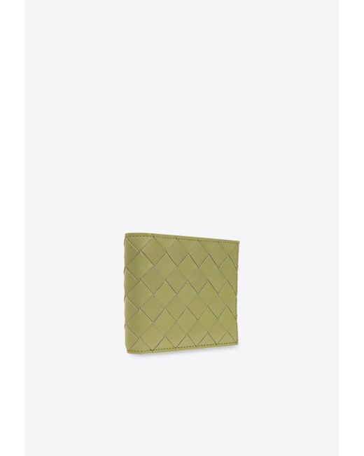 Bottega Veneta Green Intrecciato Leather Bi-Fold Wallet for men
