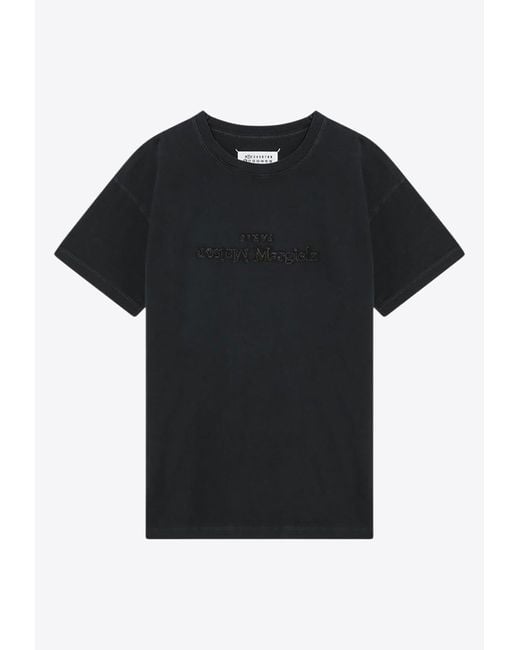 Maison Margiela Black Inverted Logo Faded T-Shirt