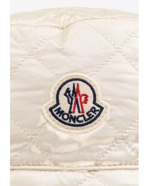 Moncler Natural Logo Patch Quilted Nylon Bucket Hat