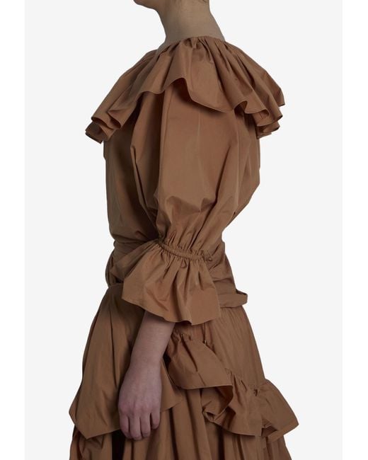 Chloé Brown Ruffled Poplin Blouse