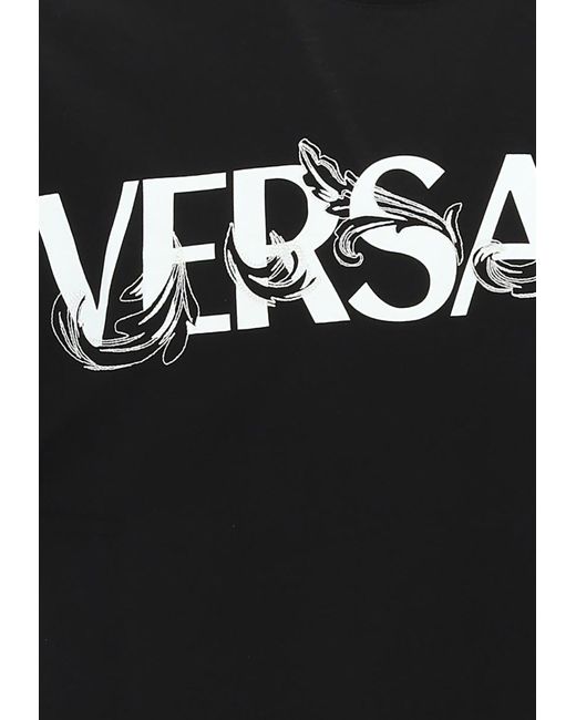 Versace Black Logo Print Crewneck T-Shirt for men