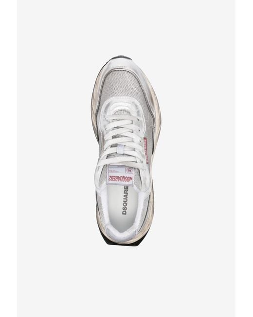 DSquared² White Sprinter Leather And Mesh Sneakers for men