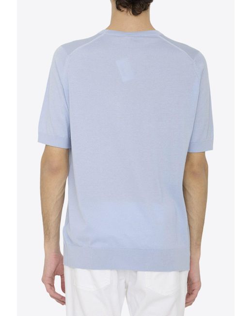 John Smedley Blue Kempton Crewneck T-Shirt for men
