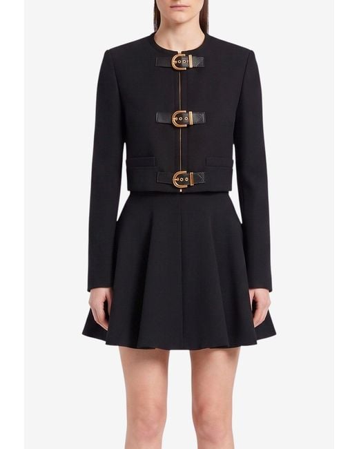 Versace Black Cropped Natté Wool Jacket