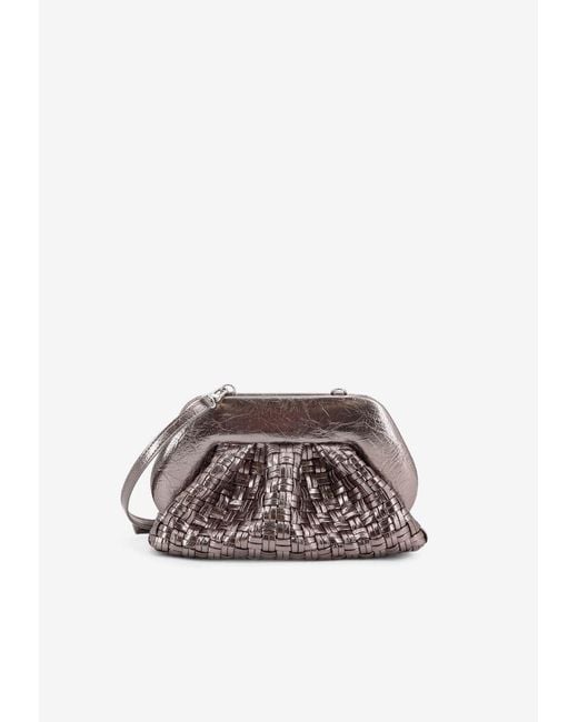 THEMOIRÈ Metallic Tia Laminated Faux Leather Clutch Bag