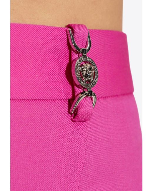 Versace Pink Wool Pleated Pants