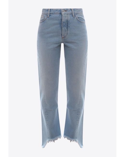 Off-White c/o Virgil Abloh Blue Frayed Bottom Jeans