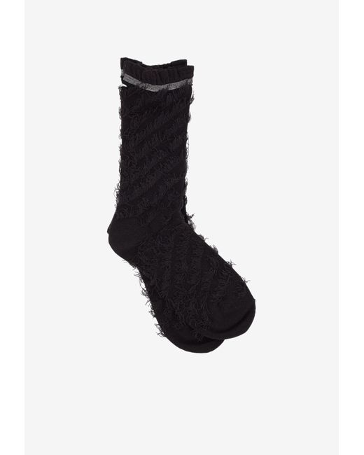 Antipast Black Fringed-Trim Socks