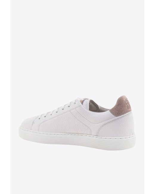 Brunello Cucinelli White Leather Low-Top Sneakers for men