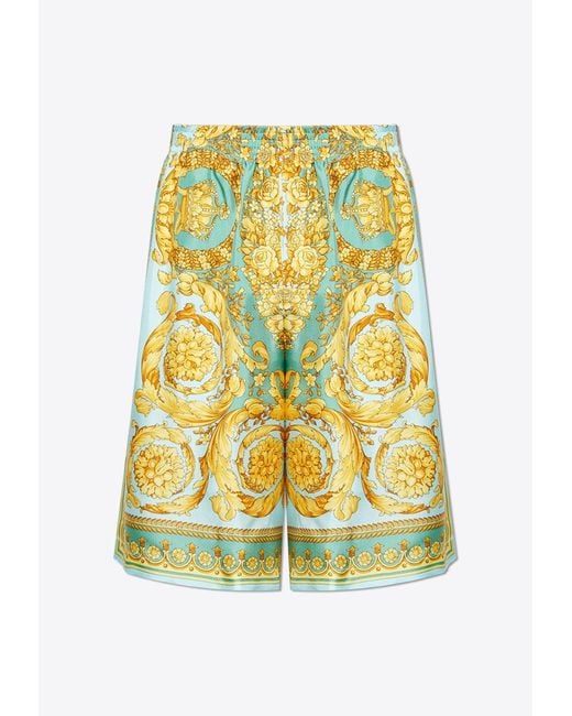 Versace Yellow Silk Shorts for men