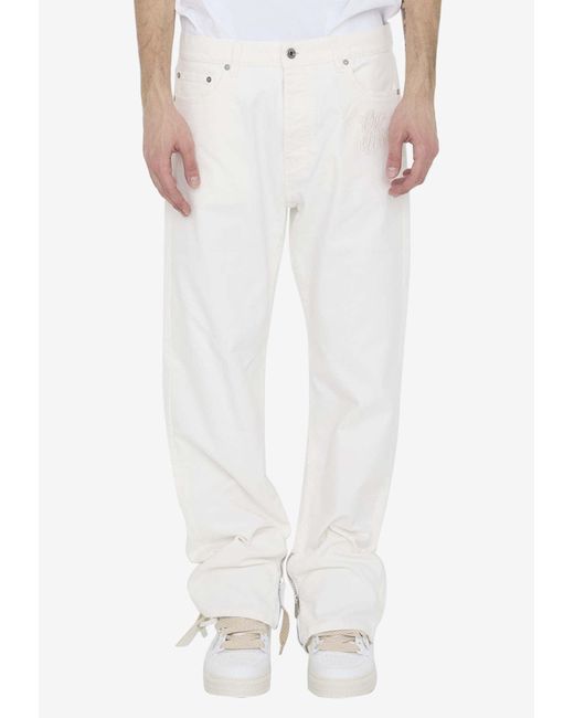 Off-White c/o Virgil Abloh White 90S Straight-Leg Logo Jeans for men