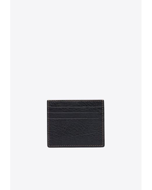 Brunello Cucinelli White Logo Debossed Leather Cardholder for men