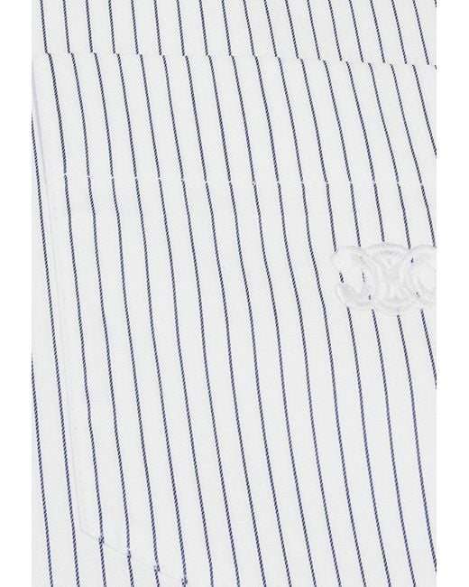 Céline White Striped Cropped Shirt
