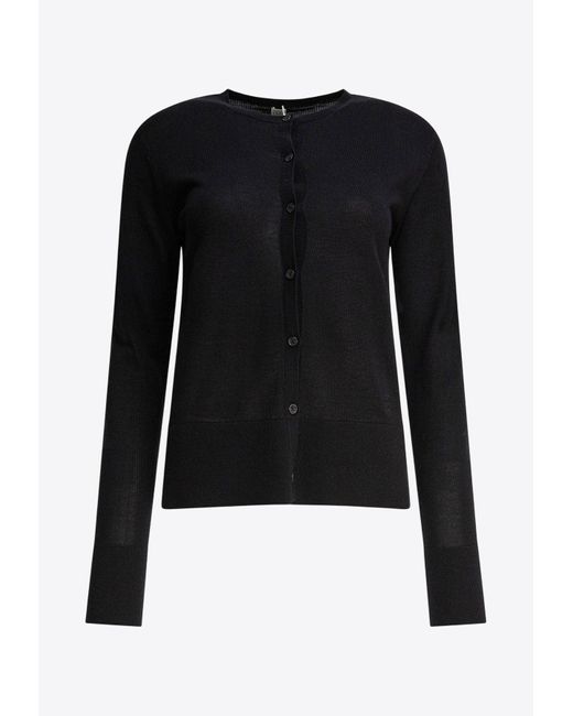 Totême  Black Wool Crewneck Cardigan