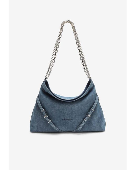Givenchy Blue Medium Voyou Suede Shoulder Bag