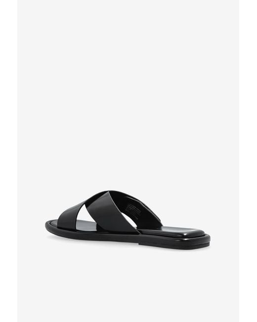 Tory Burch White Turnlock Leather Flat Sandals
