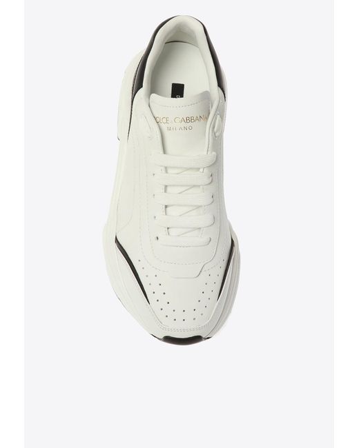 Dolce & Gabbana White Daymaster Low-Top Leather Sneakers