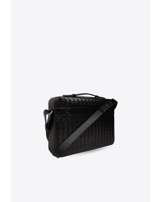Bottega Veneta Black Getaway Slim Leather Briefcase for men