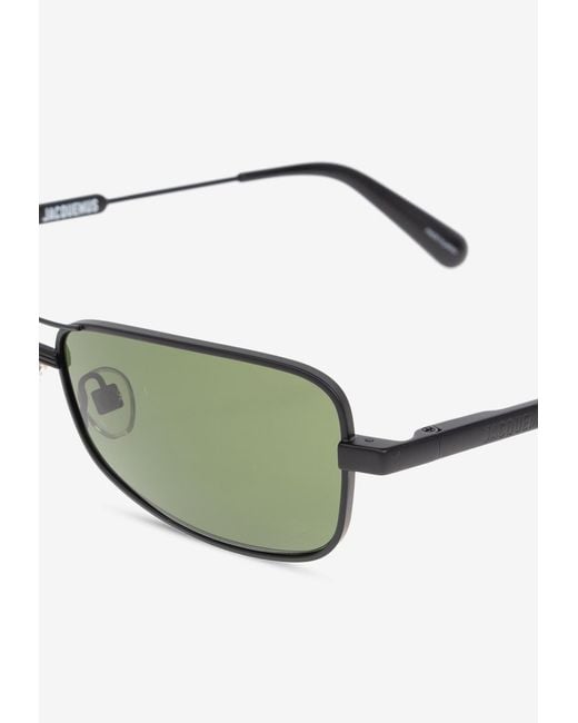 Jacquemus Green Statzione Rectangular Sunglasses