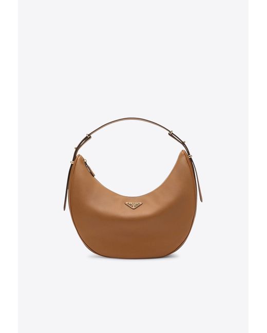 Prada Large Triangle Logo Leather Shoulder Bag in Blue | Lyst