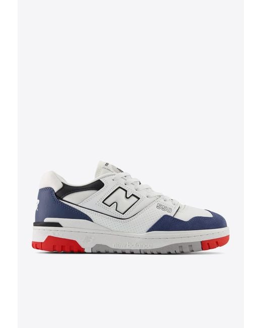 New Balance 550 Low-top Sneakers In White With Vintage Indigo And True Red  | Lyst Australia