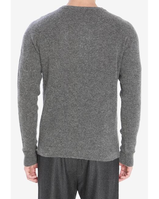 Roberto Collina Gray Crewneck Cashmere-Blend Sweater for men