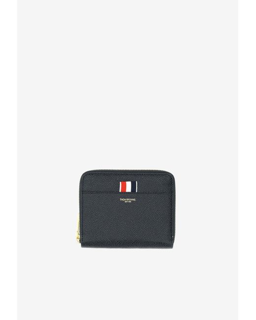 Thom Browne Black Pebbled Leather Zip-Around Wallet
