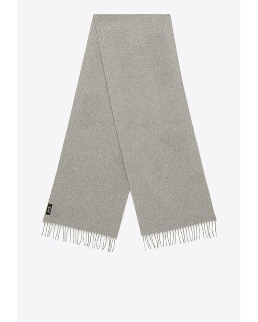 A.P.C. Gray Ambroise Brodée Logo Embroidered Scarf