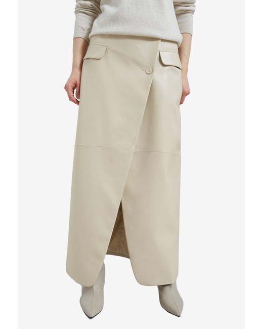 Frankie Shop Natural Nan Faux Leather Maxi Wrap Skirt