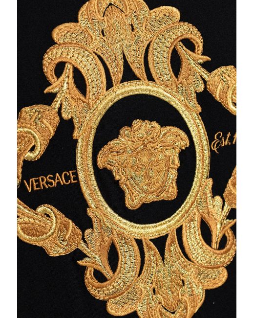 Versace Black Architectural Baroque Crest T-Shirt for men
