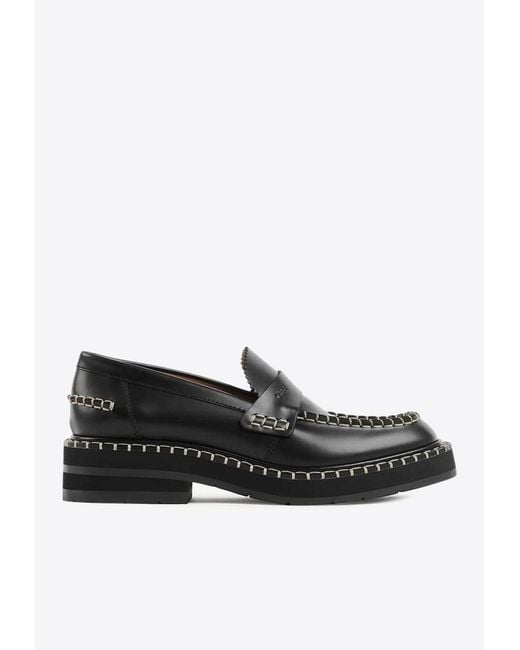 Chloé Black Noua Leather Flat Loafers