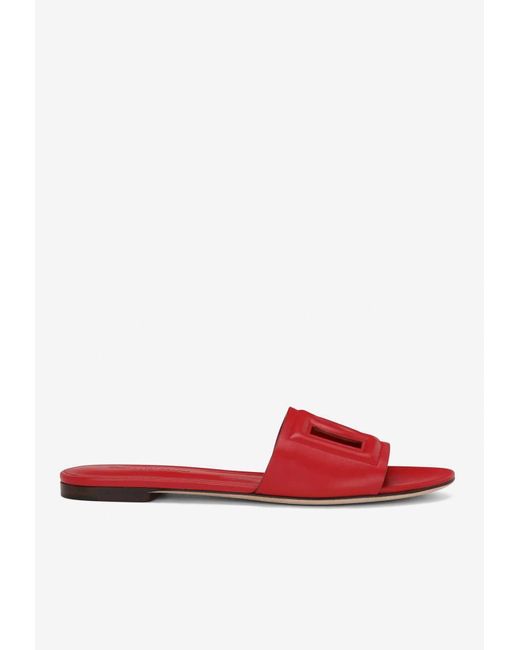 Dolce & Gabbana Red Dg Logo Leather Sandal