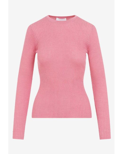 Gabriela Hearst Pink Browing Cashmere And Silk Knit Sweater