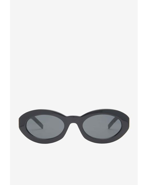 Saint Laurent Gray Cassandre Oval-Shaped Sunglasses
