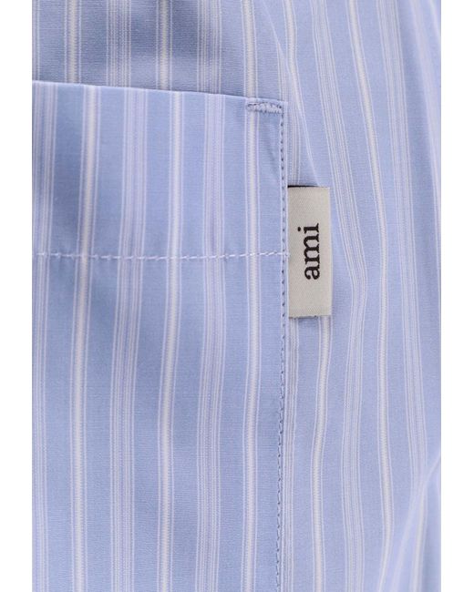 AMI Blue Elasticated Striped Shorts for men