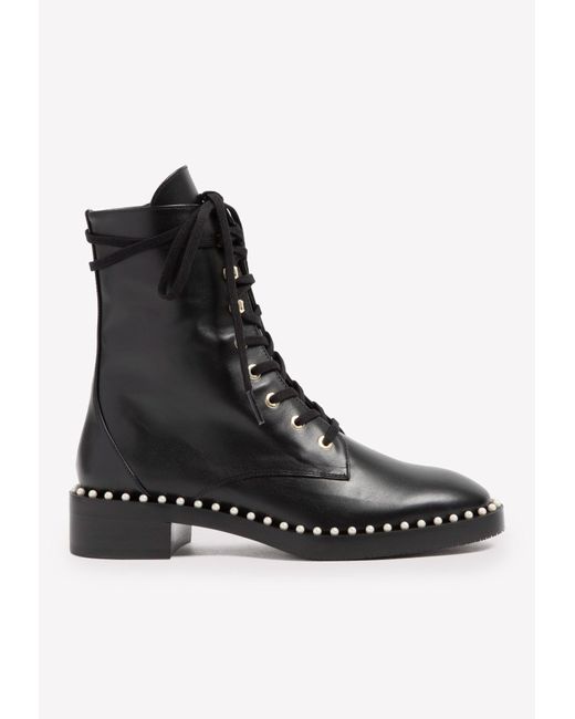 black pearl embellished ankle boot