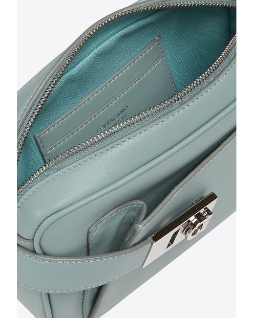 Ferragamo Blue Small Leather Camera Bag