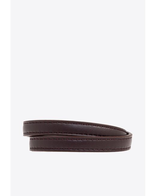Ferragamo White Gancini Double Twist Leather Bracelet