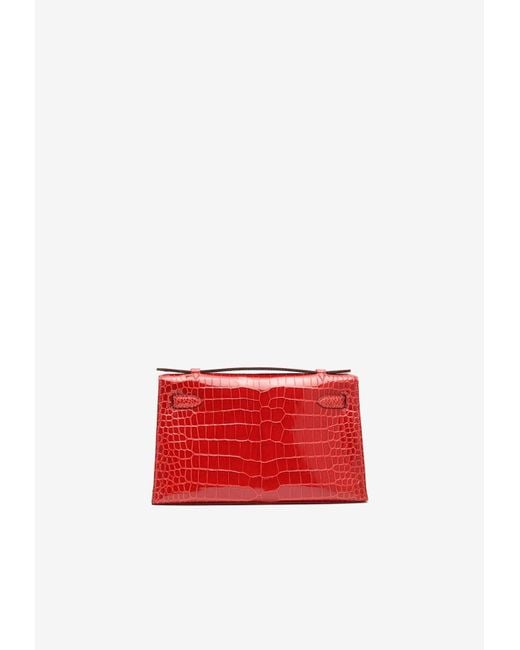 Hermès Red Kelly Pochette Clutch Bag