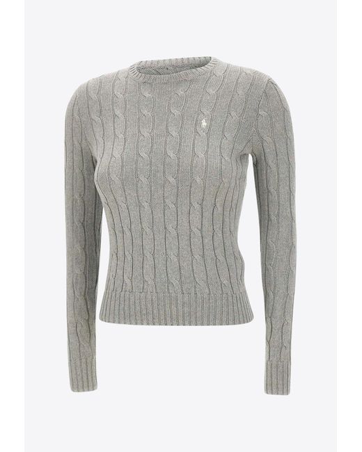 Ralph Lauren Gray Cable Knit Pony Sweater