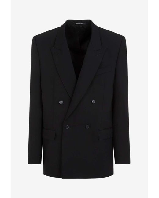 Balenciaga Black Double-Breasted Wool Blazer for men