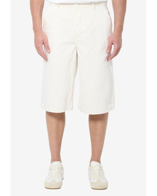 AMI White Logo Patch Loose Bermuda Shorts for men