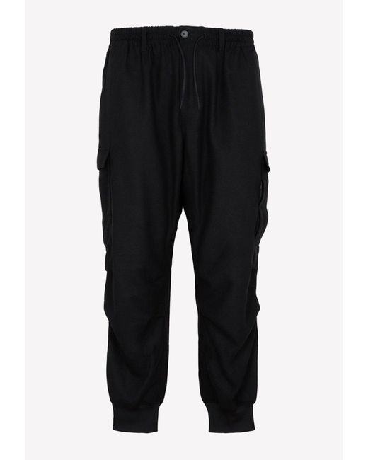 Y3 Synthetic Elastic Waistband Cargo Pants in Black for Men Lyst