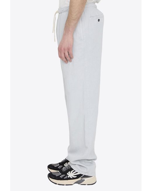 Palm Angels White Monogram-Embroidered Track Pants for men