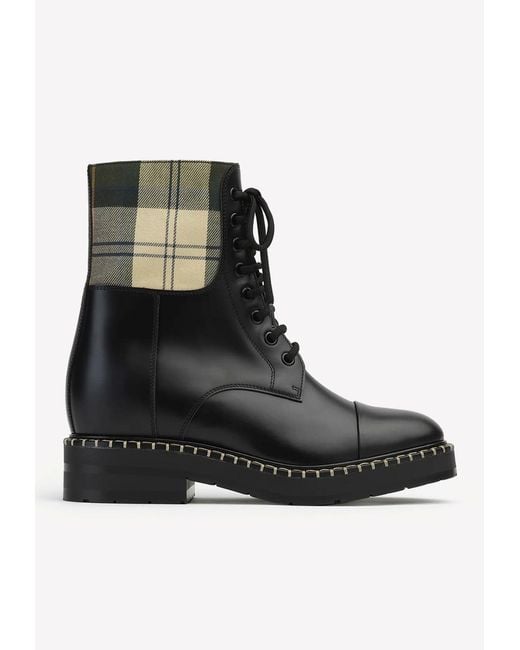 Chloé Black X Barbour Checked Combat Boots