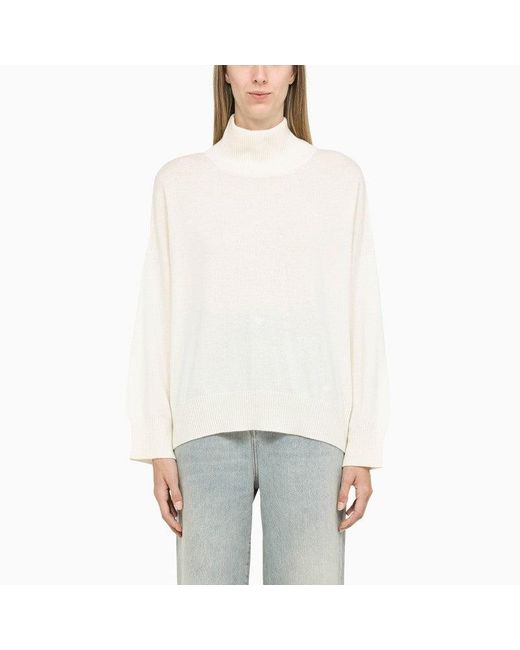 Loulou Studio Murano Turtleneck In An Ivory-coloured Cashmere Knit - White