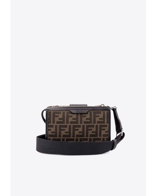 Fendi White Double Baguette Ff Jacquard Messenger Bag for men