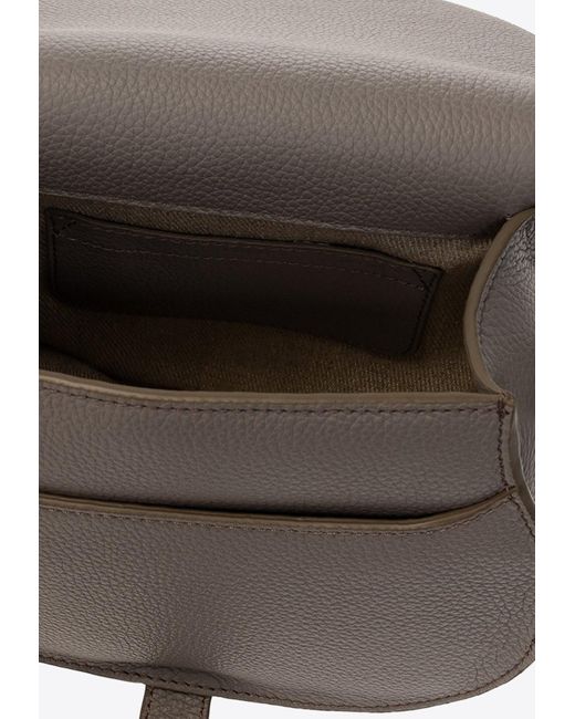 Chloé Gray Small Marcie Grained Leather Crossbody Bag
